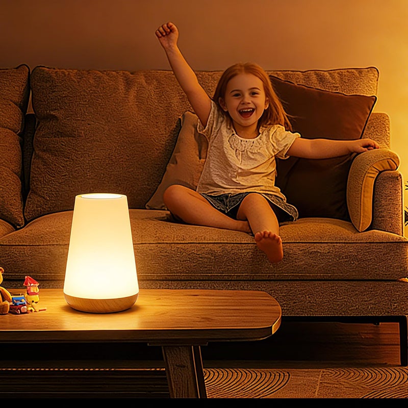 ROYFACC مصباح ليلي LED من ROYFACC مصباح لمسة لطاولة السرير للأطفال قابل لإعادة الشحن وقابل للتعتيم مع جهاز تحكم عن بعد ضوء أبيض دافئ مع تغيير لون RGB - Image 3